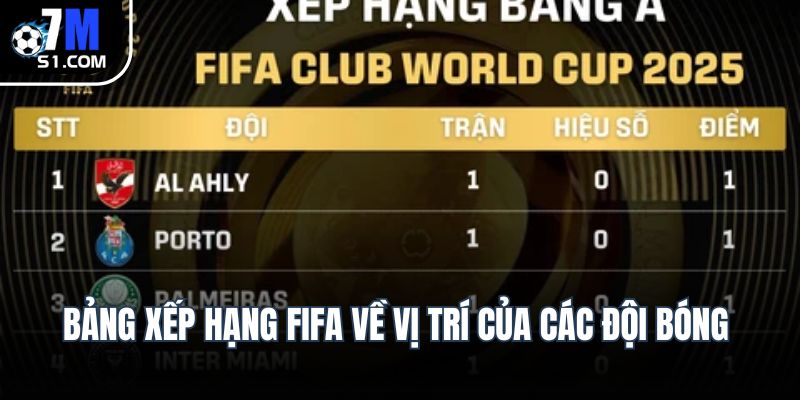 Bảng xếp hạng FIFA về vị trí của các đội bóng
