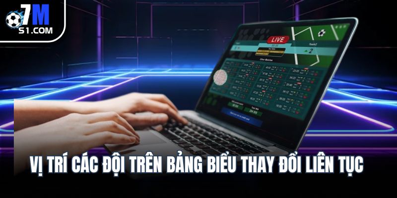 Vị trí các đội trên bảng biểu thay đổi liên tục